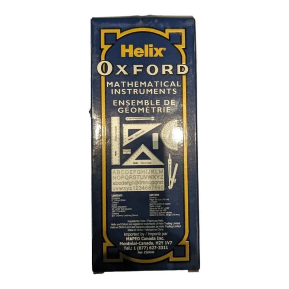 Helix Oxford Set Of Mathematical Instruments Set Dark Blue Vintage Storage Tin - Picture 4 of 6